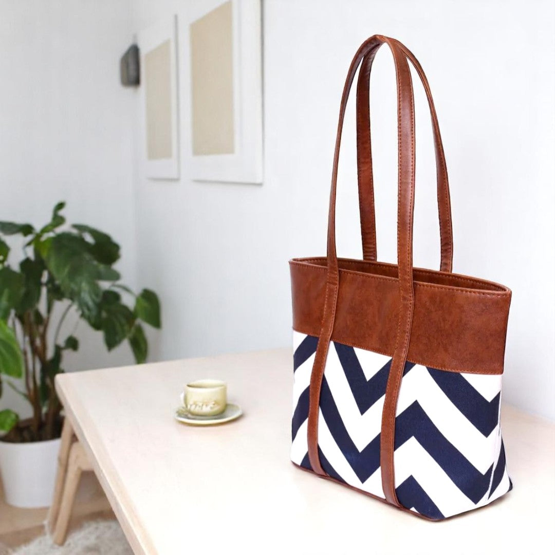 VIB - 014 ( Brown & Blue - Stylish Bag )