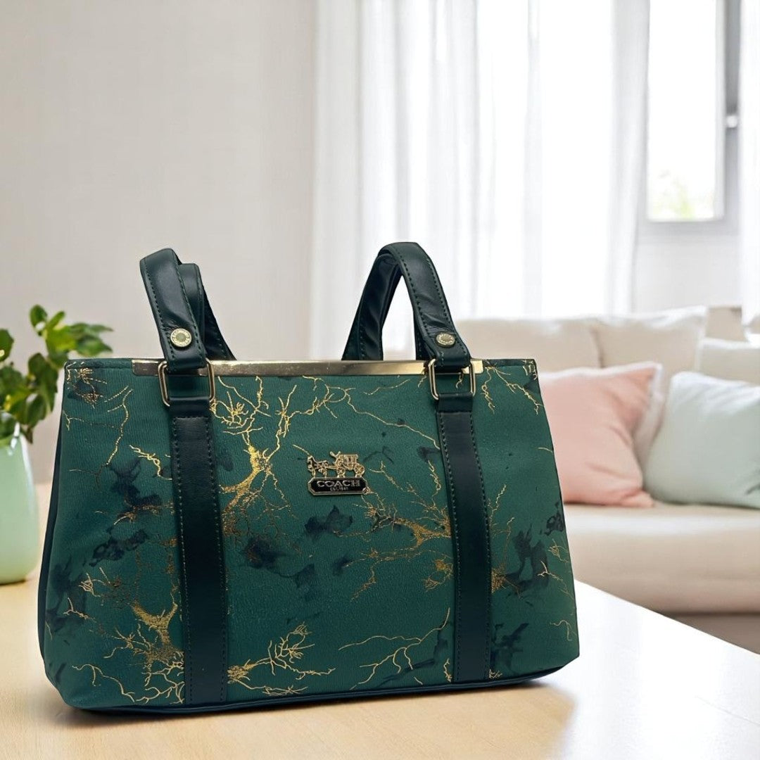 VIB - 007 ( Green & Gold - Stylish Shoulder Bag )