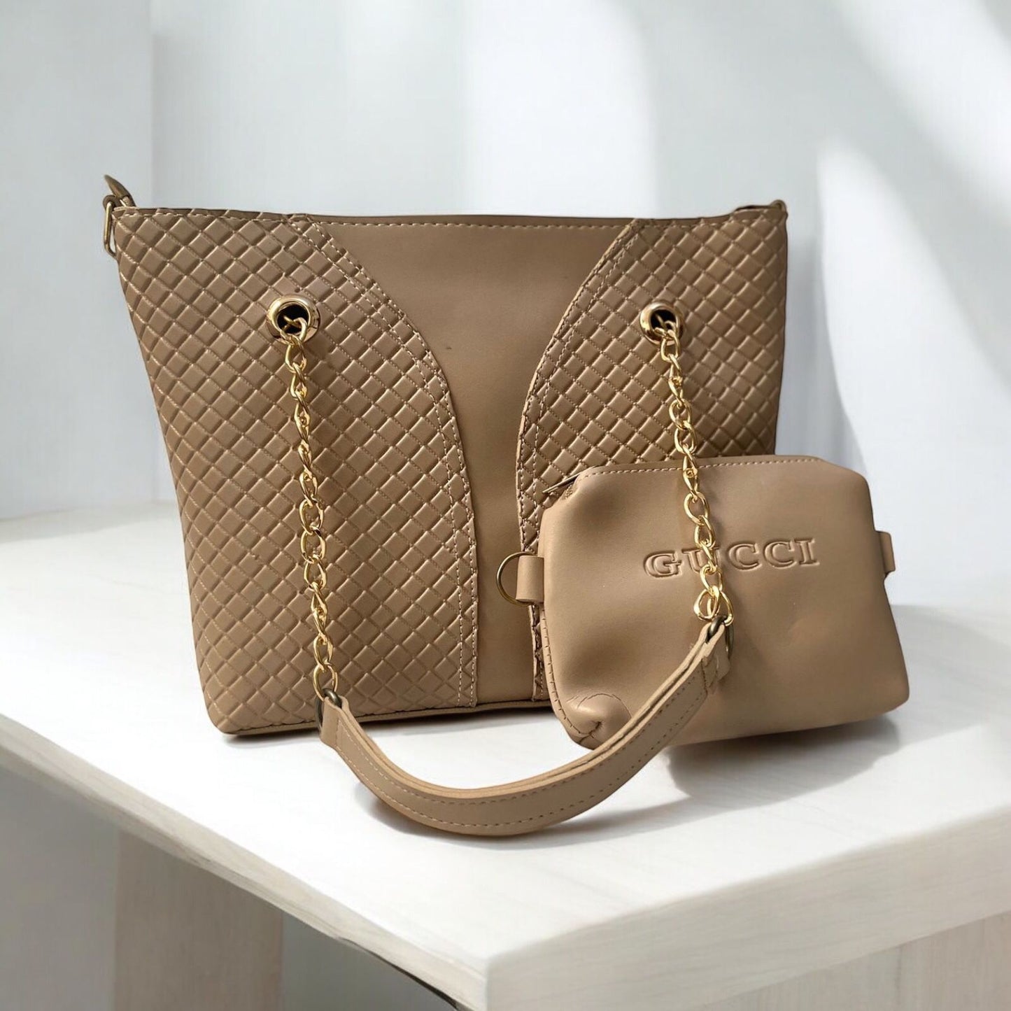 Gold Elegance (2 pcs Ladies Stylish Handbag)