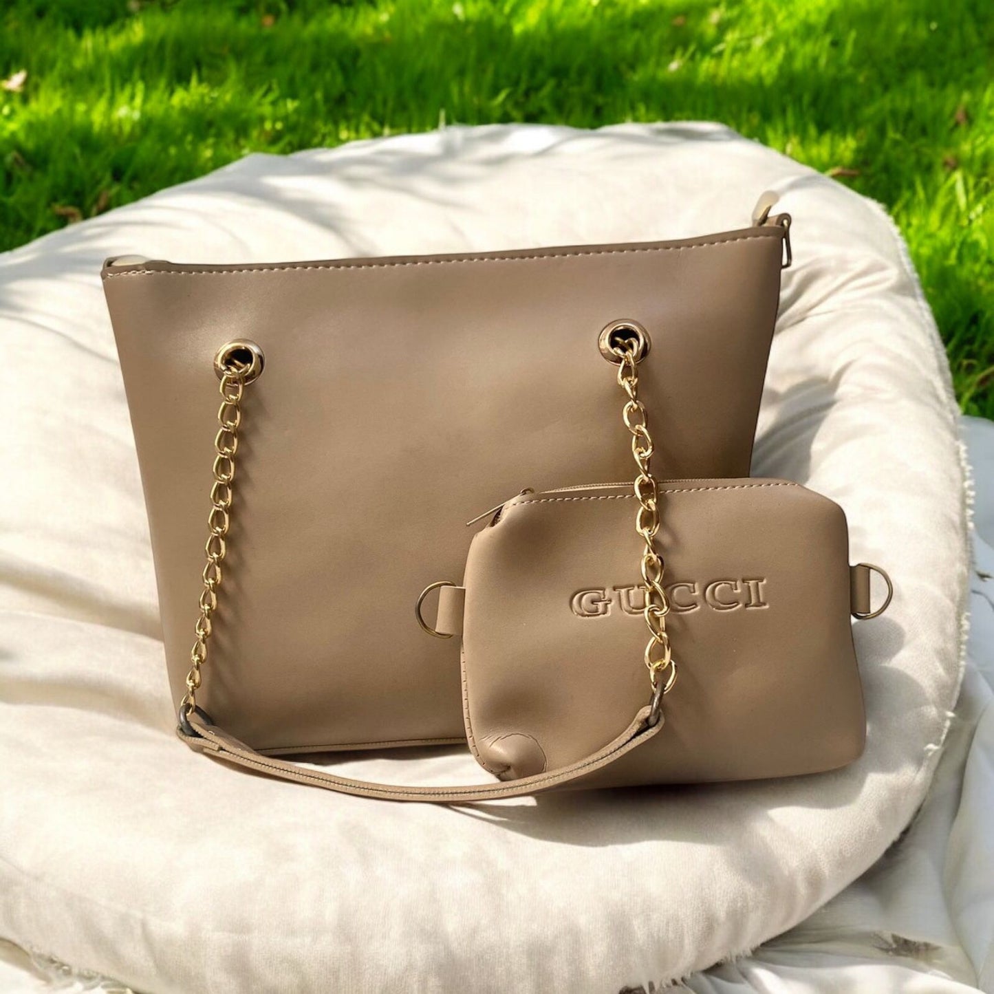 Gold Elegance (2 pcs Ladies Stylish Handbag)