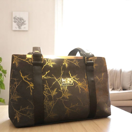 VIB - 007 ( Brown & Gold - Stylish Shoulder Bag )