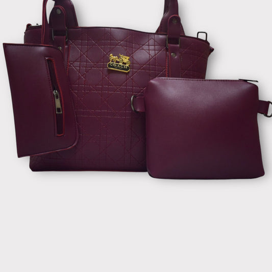 Red Rose Elegance (3 pcs Stylish Ladies Handbag Set)