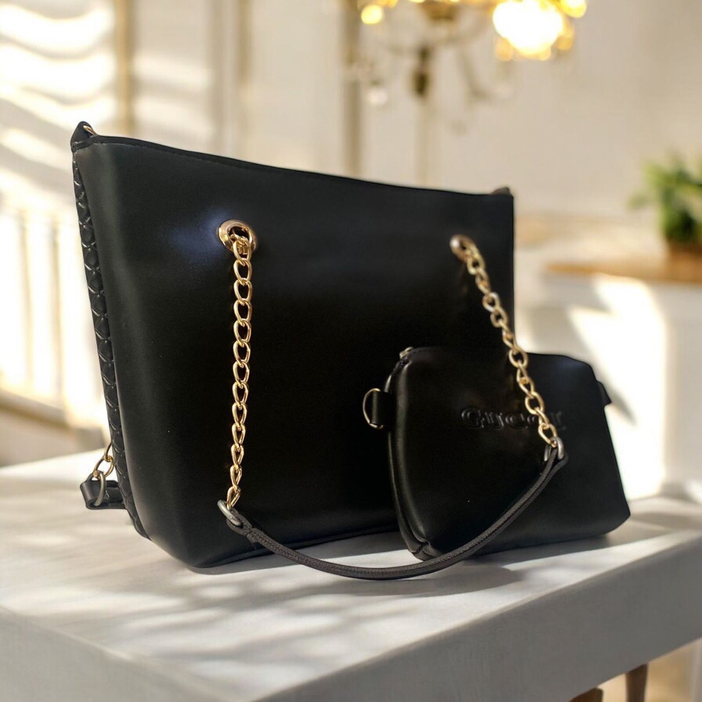 Black Elegance (2 pcs Ladies Stylish Handbag)