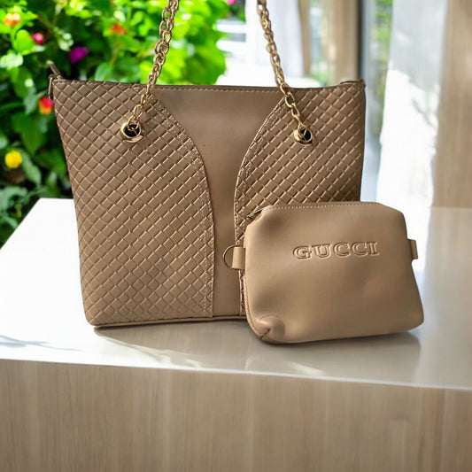 Gold Elegance (2 pcs Ladies Stylish Handbag)